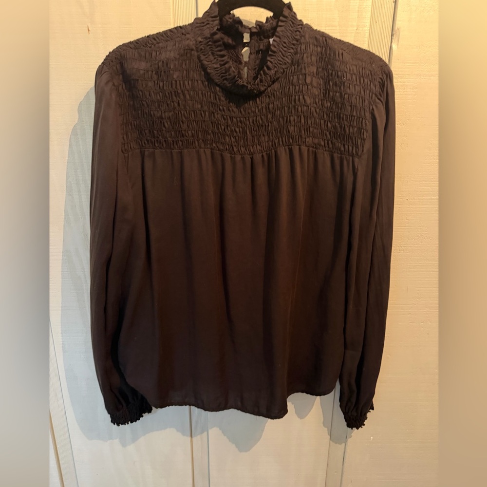 Bella Dahl Black Tencel Smocked Blouse